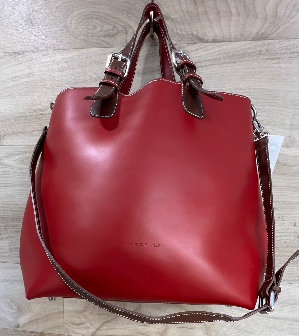 Sac Nardelli Rouge et Brune Cuir Véritable