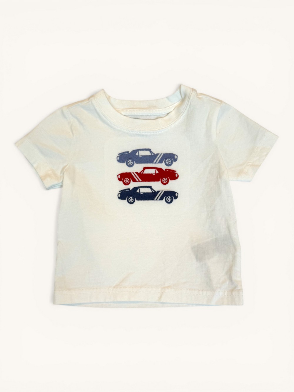 Janie and Jack White Short Sleeve with Blue and Red Cars