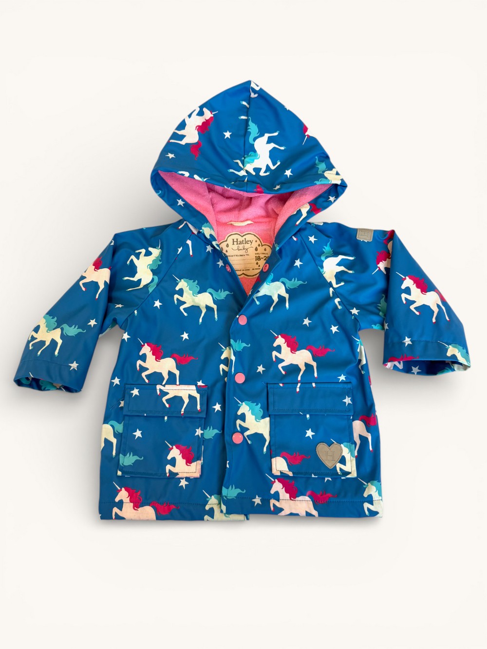 Hatley Blue Rain Jacket with Unicorns and Stars