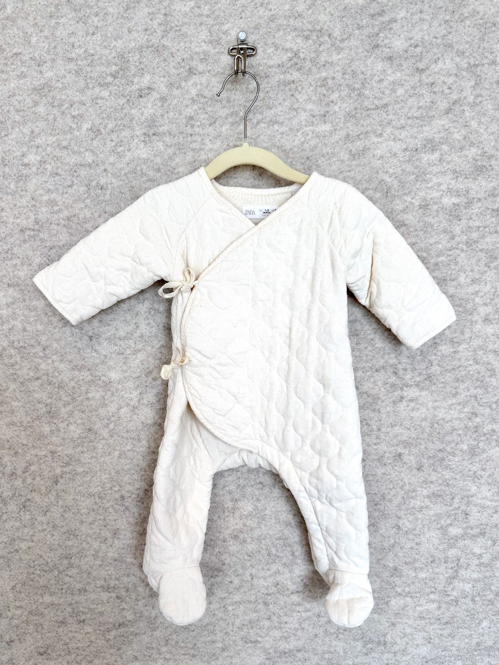 Zara White Corduroy Long-sleeve Jumpsuit