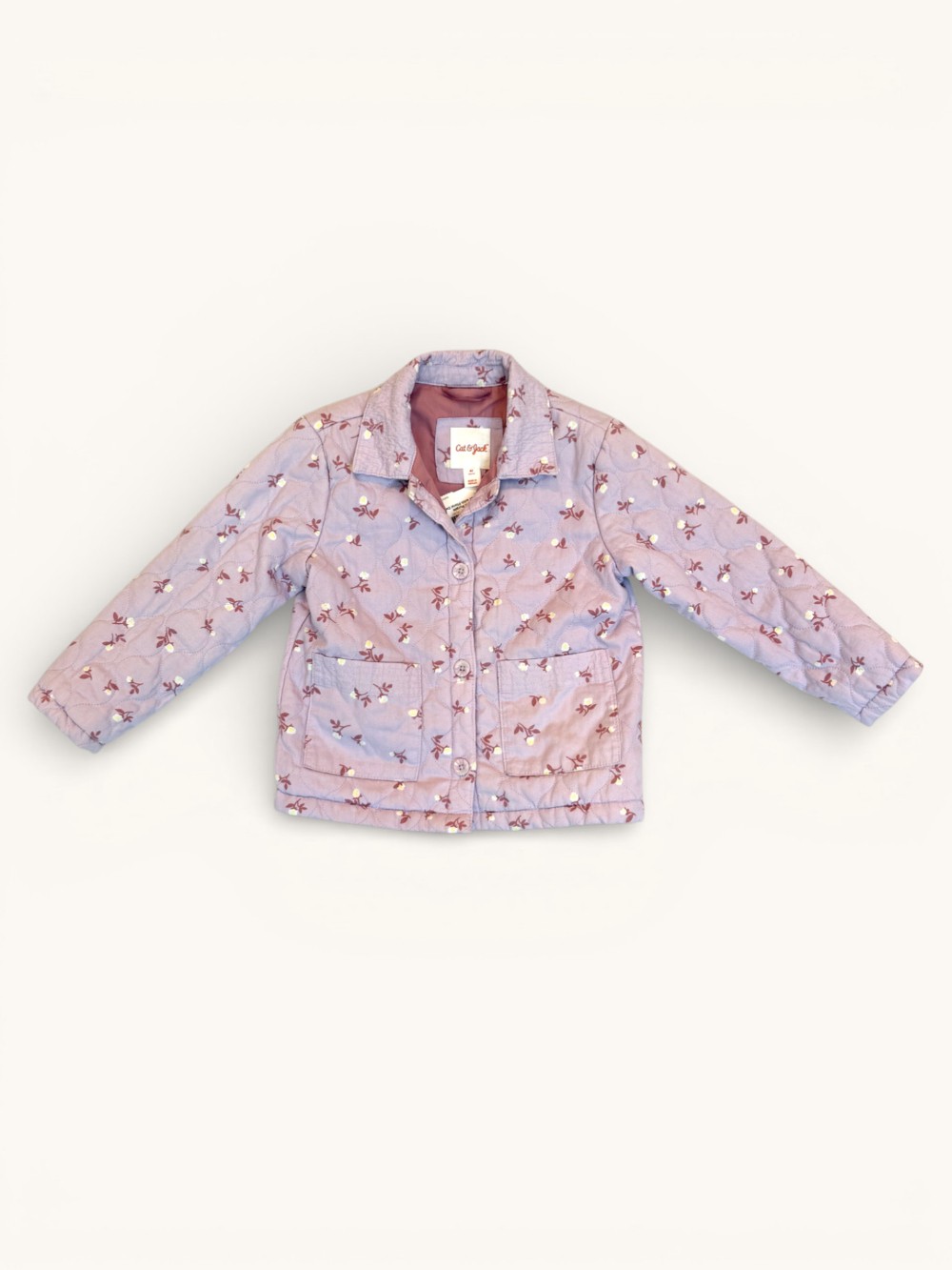 Cat & Jack Light Purple Quilted Coat with Floral Details