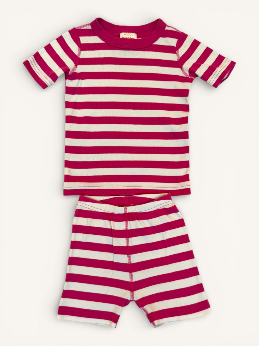 Hanna Andersson Pink and White Striped Pajamas Short Set