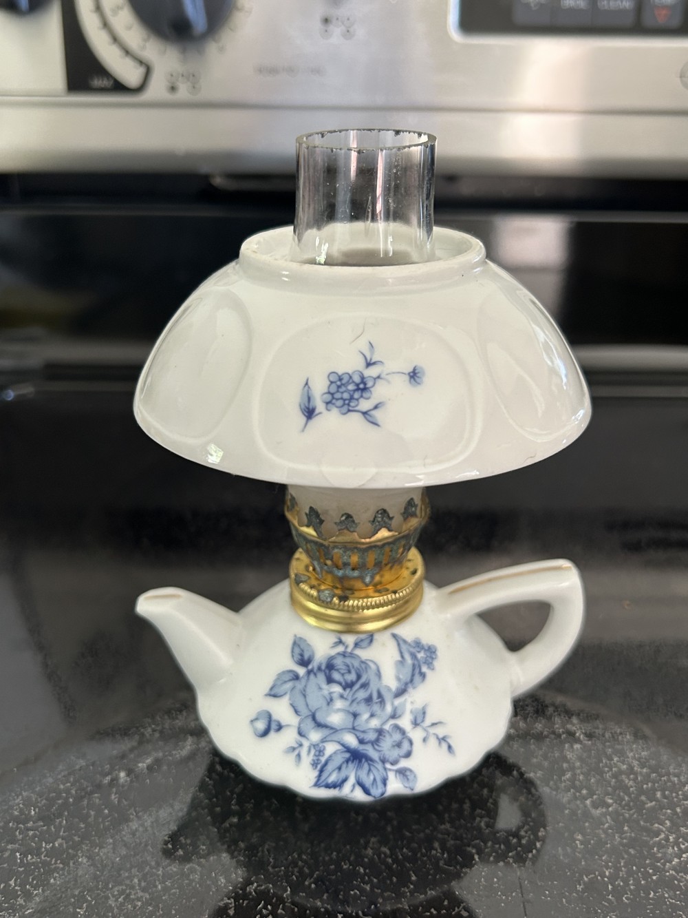 Vintage Mini Oil Lamp w/Shade