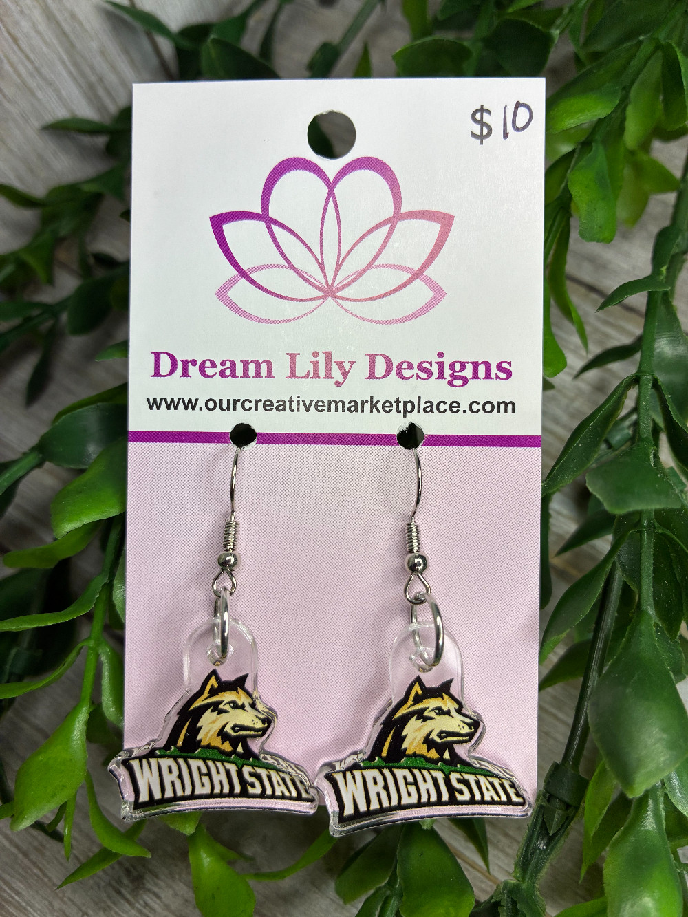Wright State Acrylic School Earrings