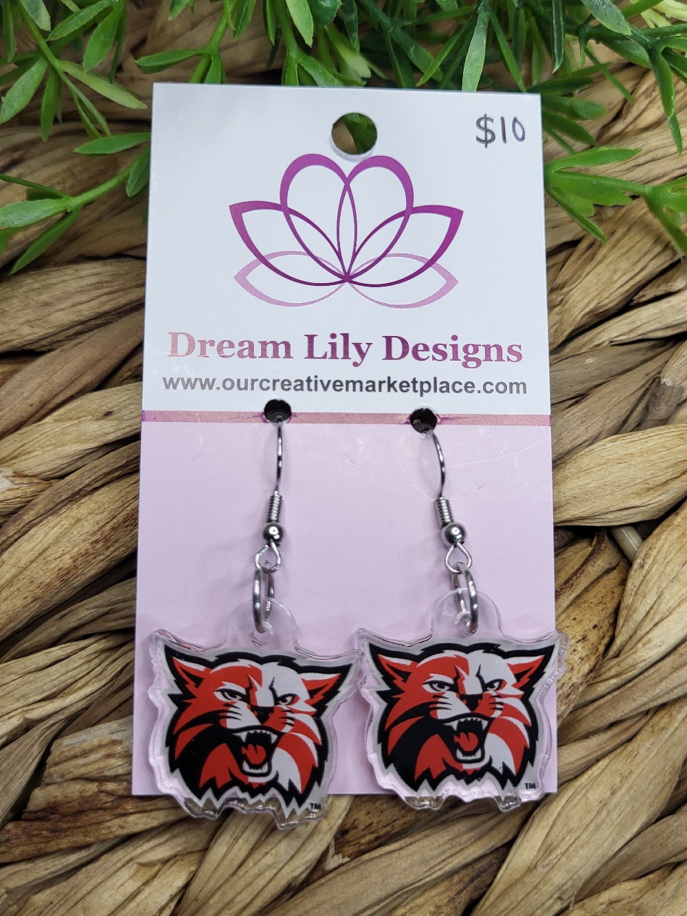 Kenton Wildcat Acrylic Charm Earrings