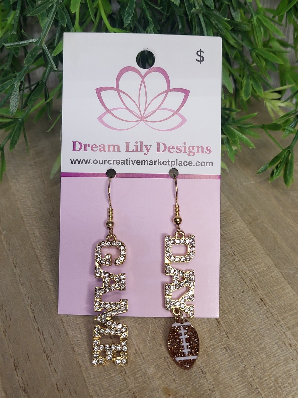 Game Day Rhinestone Football Earrings