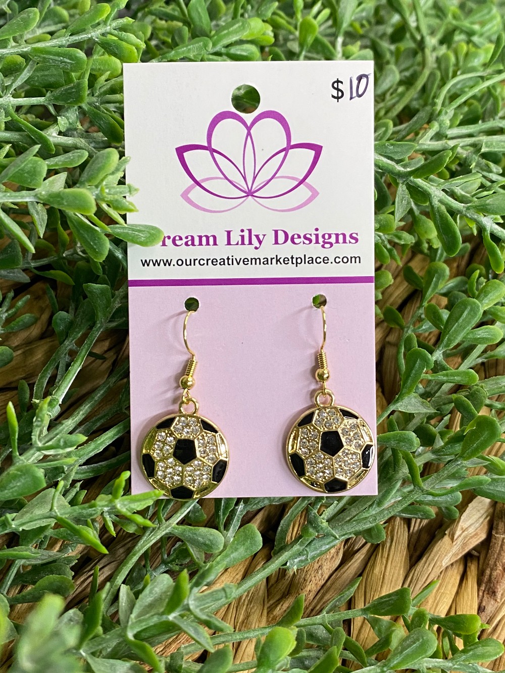 Large Rhinestone Charm - Gold Soccer