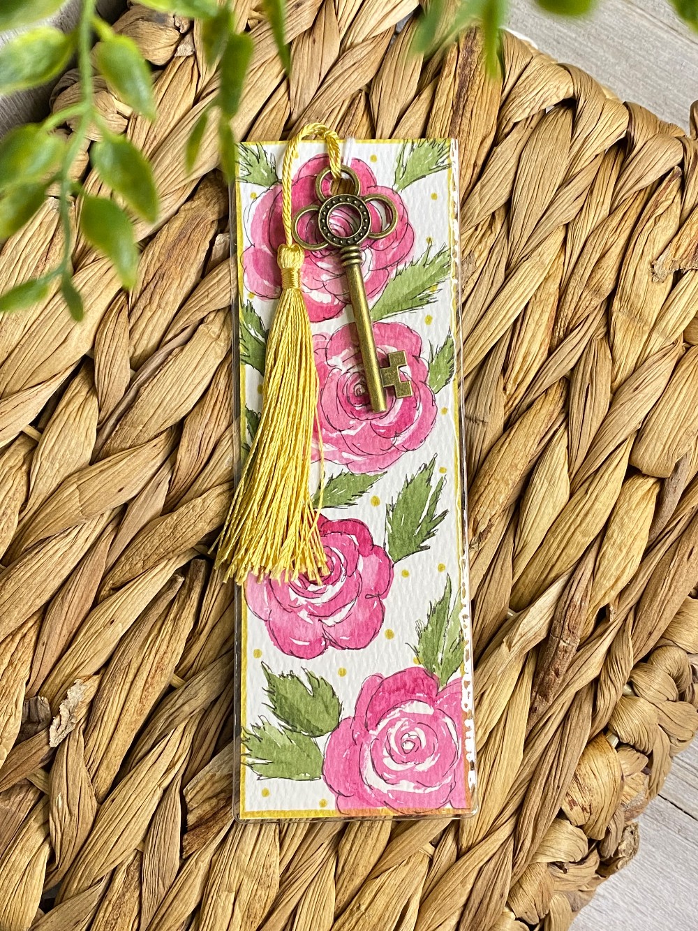 Hand Painted Bookmark - Roses