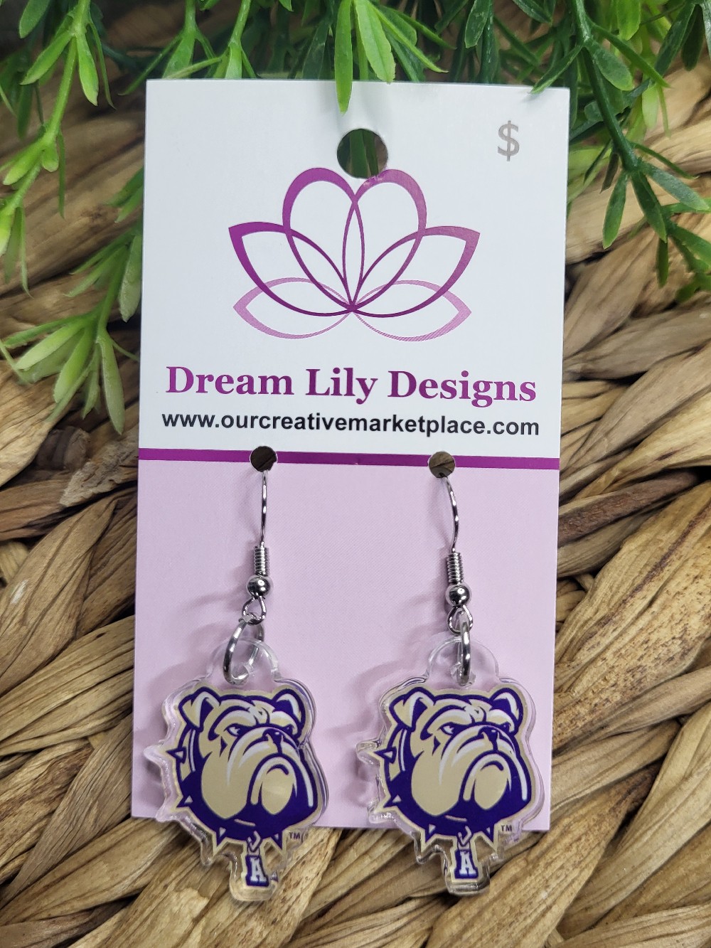 Ada Bulldogs Acrylic Charm Earrings