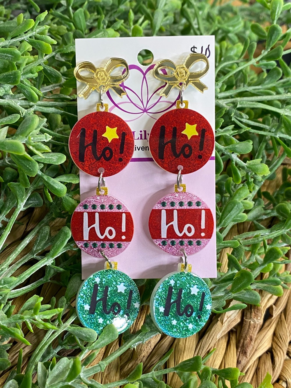 Ho Ho Ho Bulb Dangle Earrings