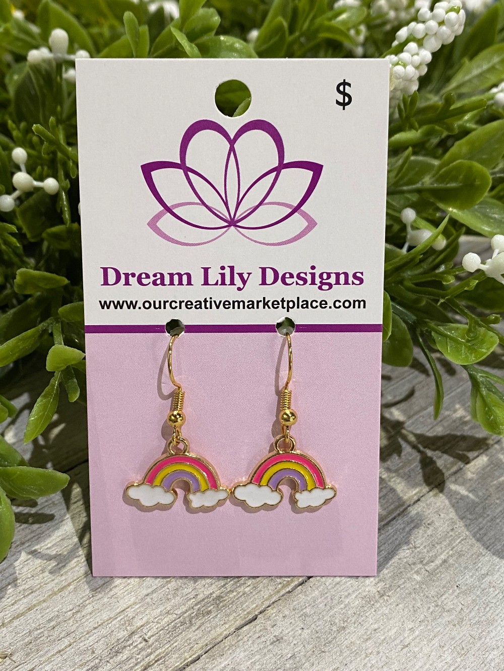 Rainbow Gold Charm Earring