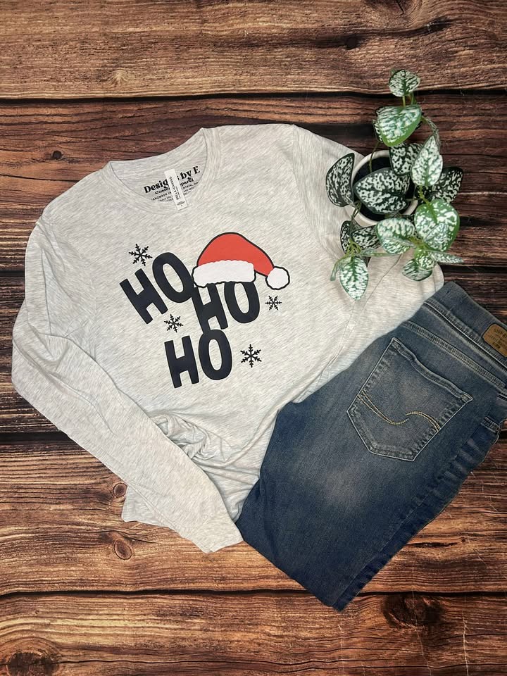 Ho Ho Ho Long Sleeve Ash - Medium