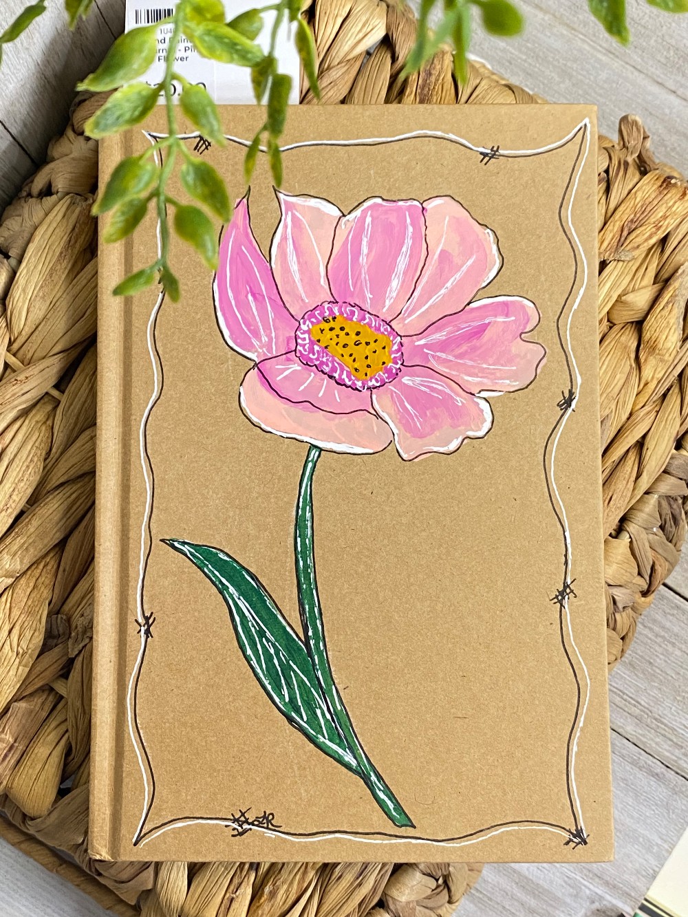 Hand Painted Journal - Pink Flower