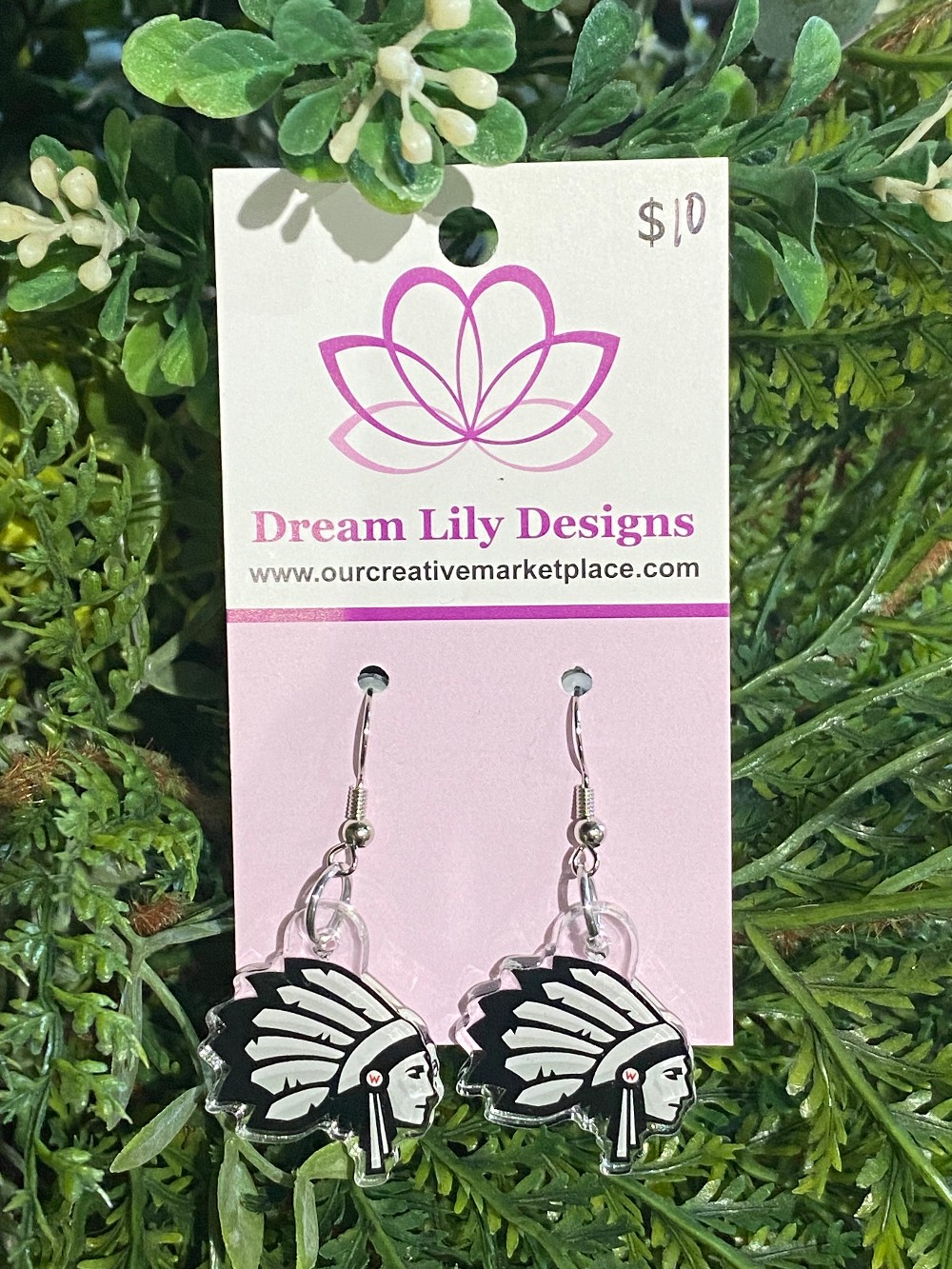 Wapakoneta Indian Acrylic Charm Earrings