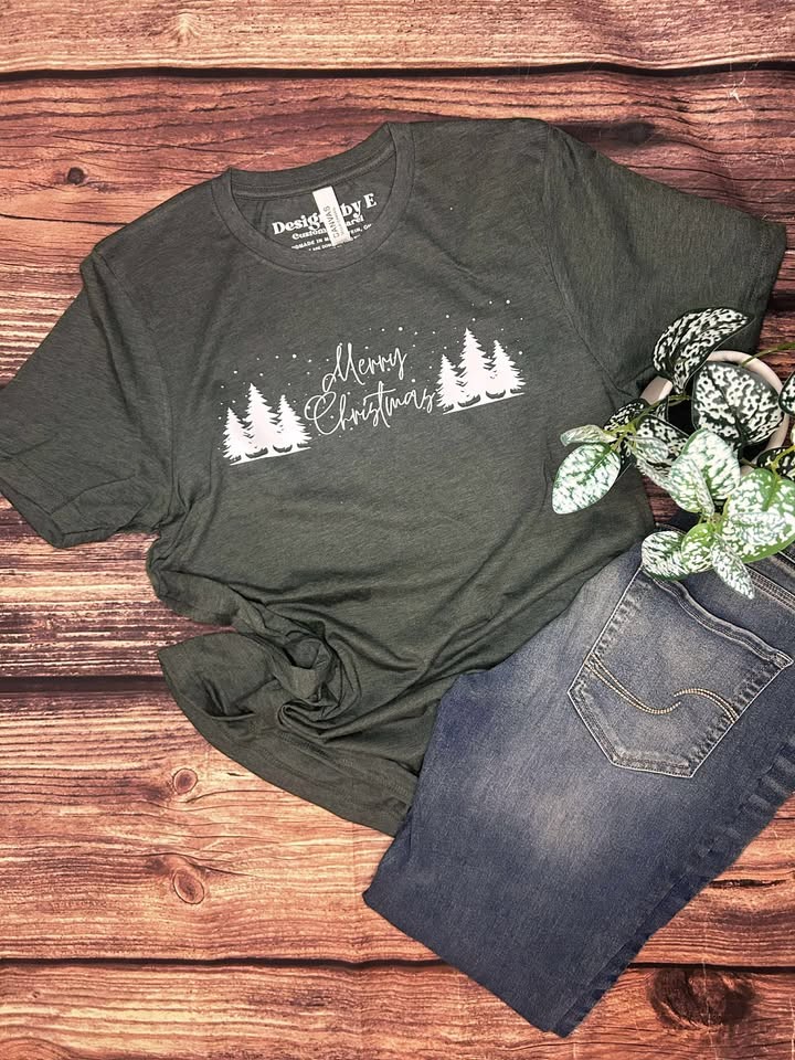 Snowy Christmas Tshirt Forest - XL