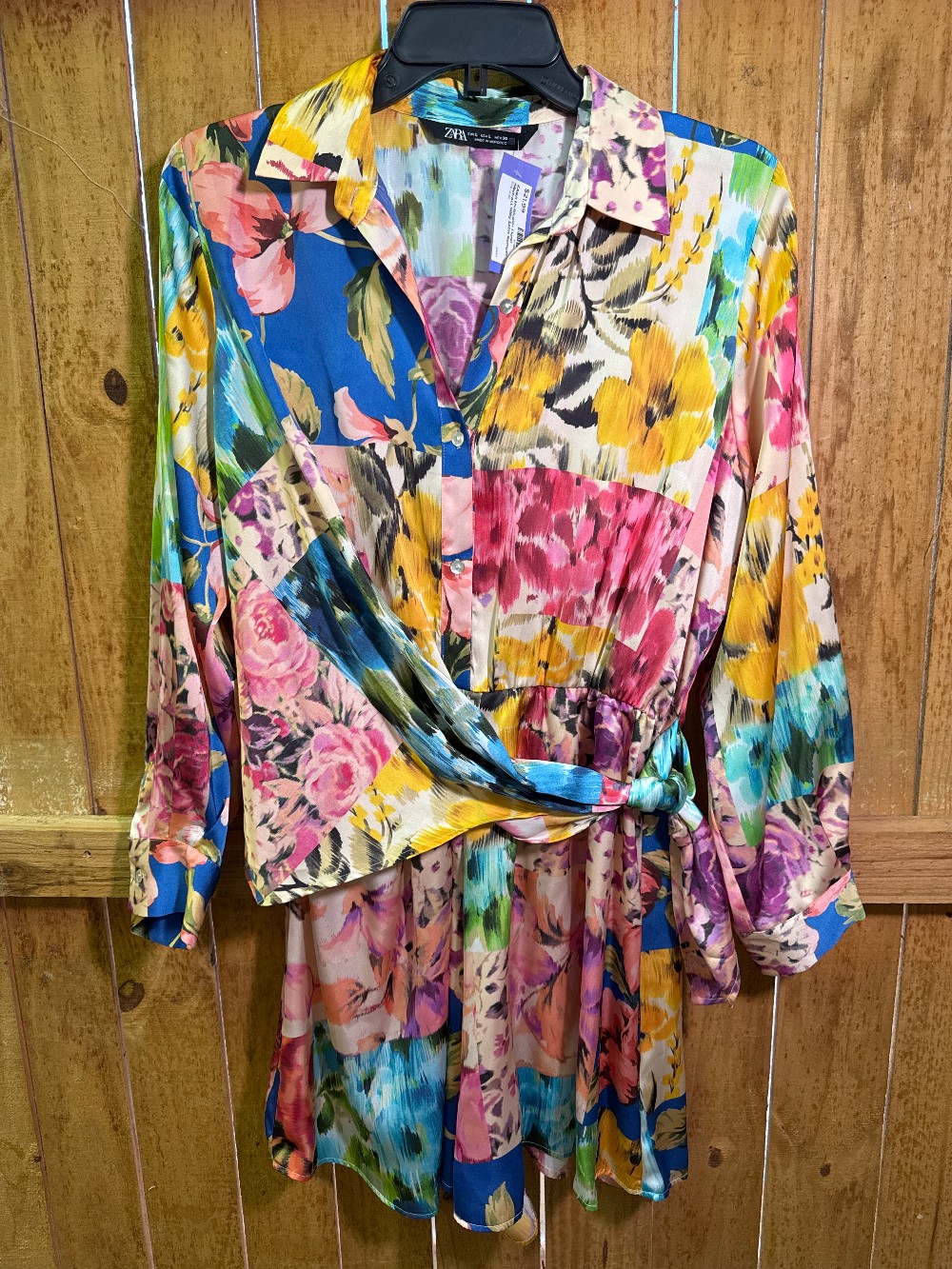 ZARA Multicolor Floral Abstract Silky Satin Romper