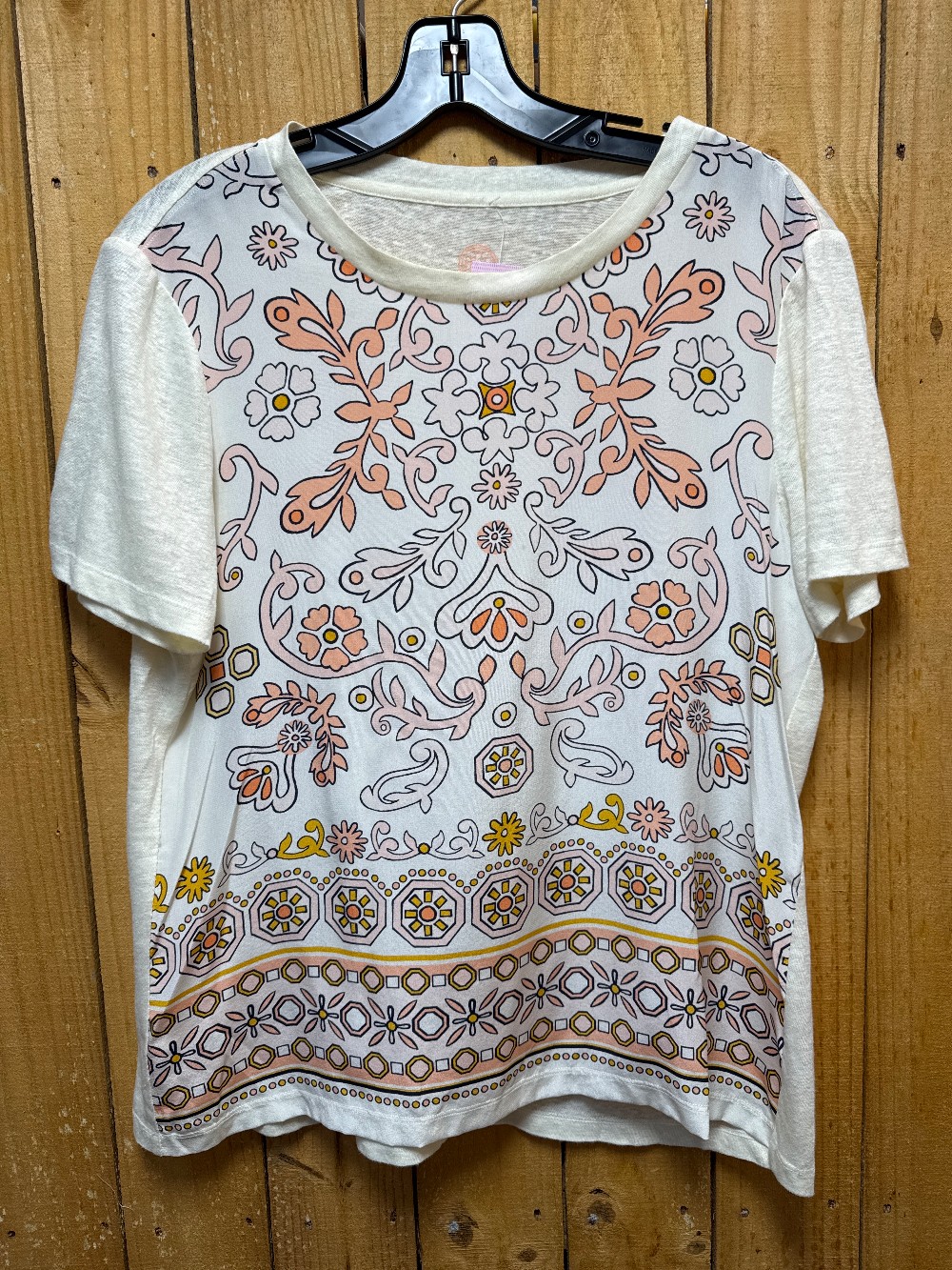 TORY BURCH Cream Print Linen Tee