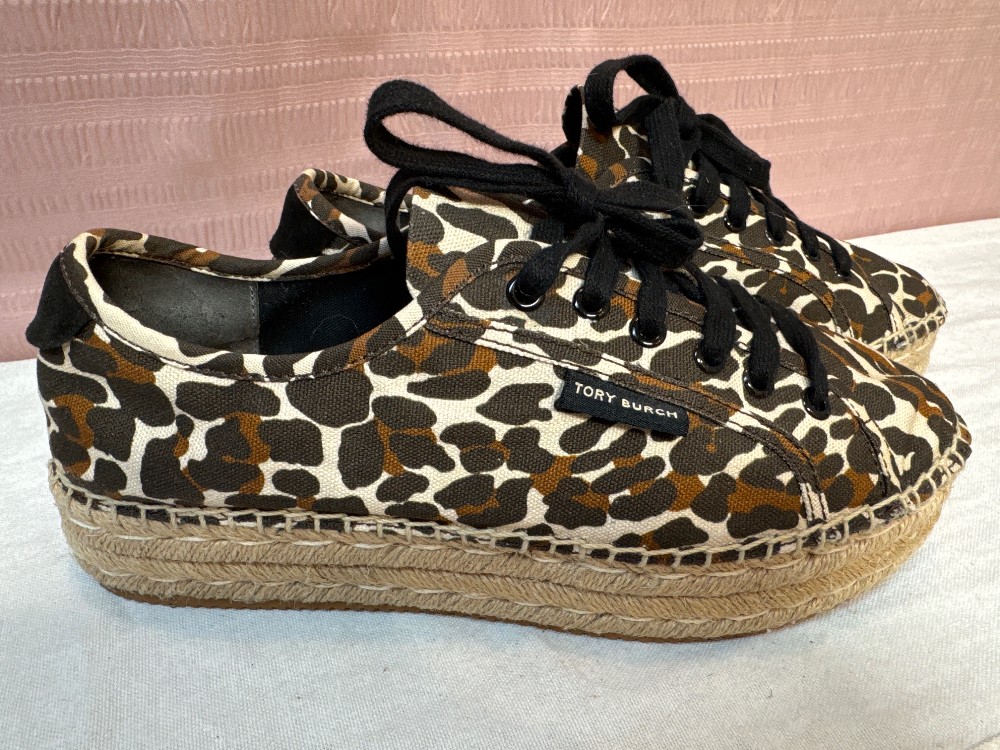 TORY BURCH Beige Animal Print Espadrille