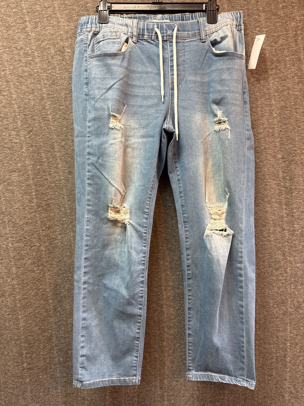 BLUE SAVVY Lt. Blue Destroyed Elastic Pull On Jeans
