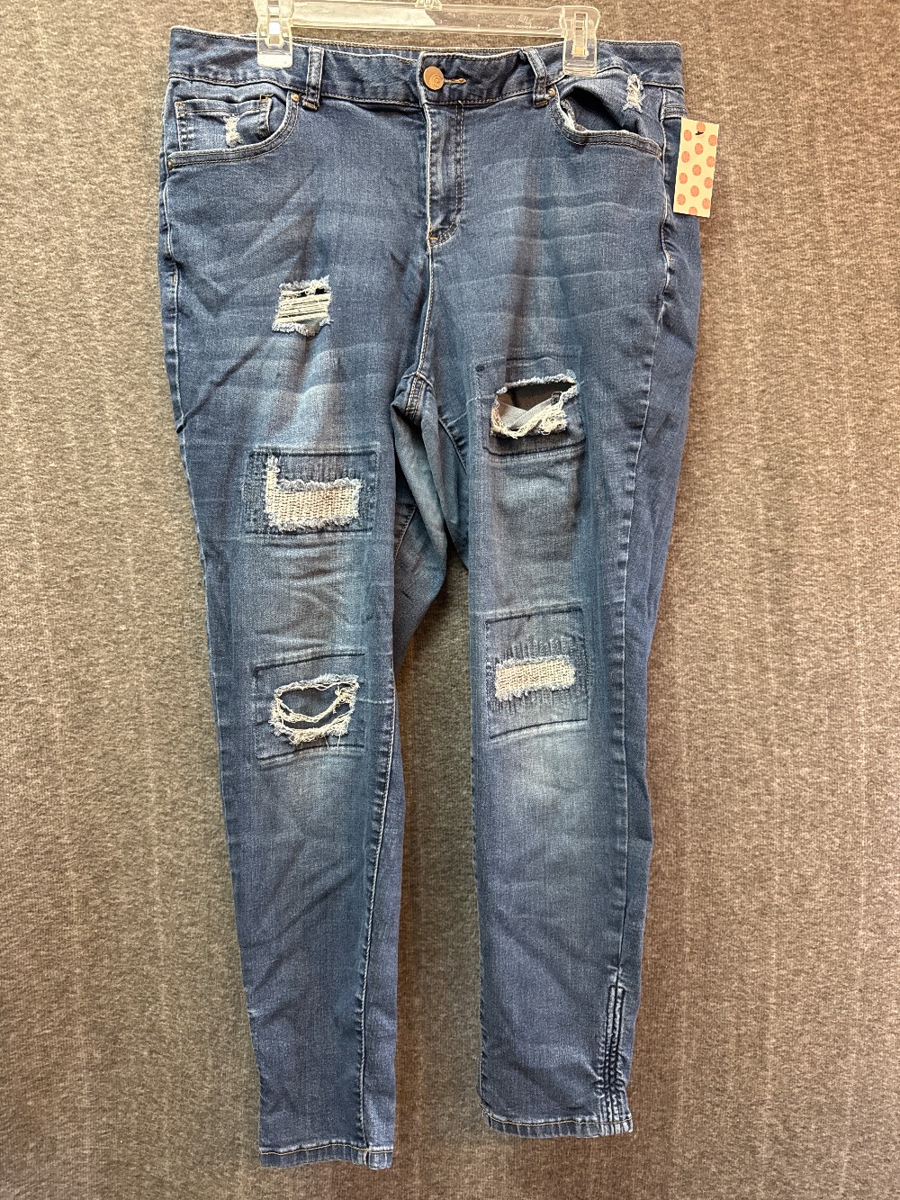 CATO Dark Blue Patchwork Destructed Skinny Jeans