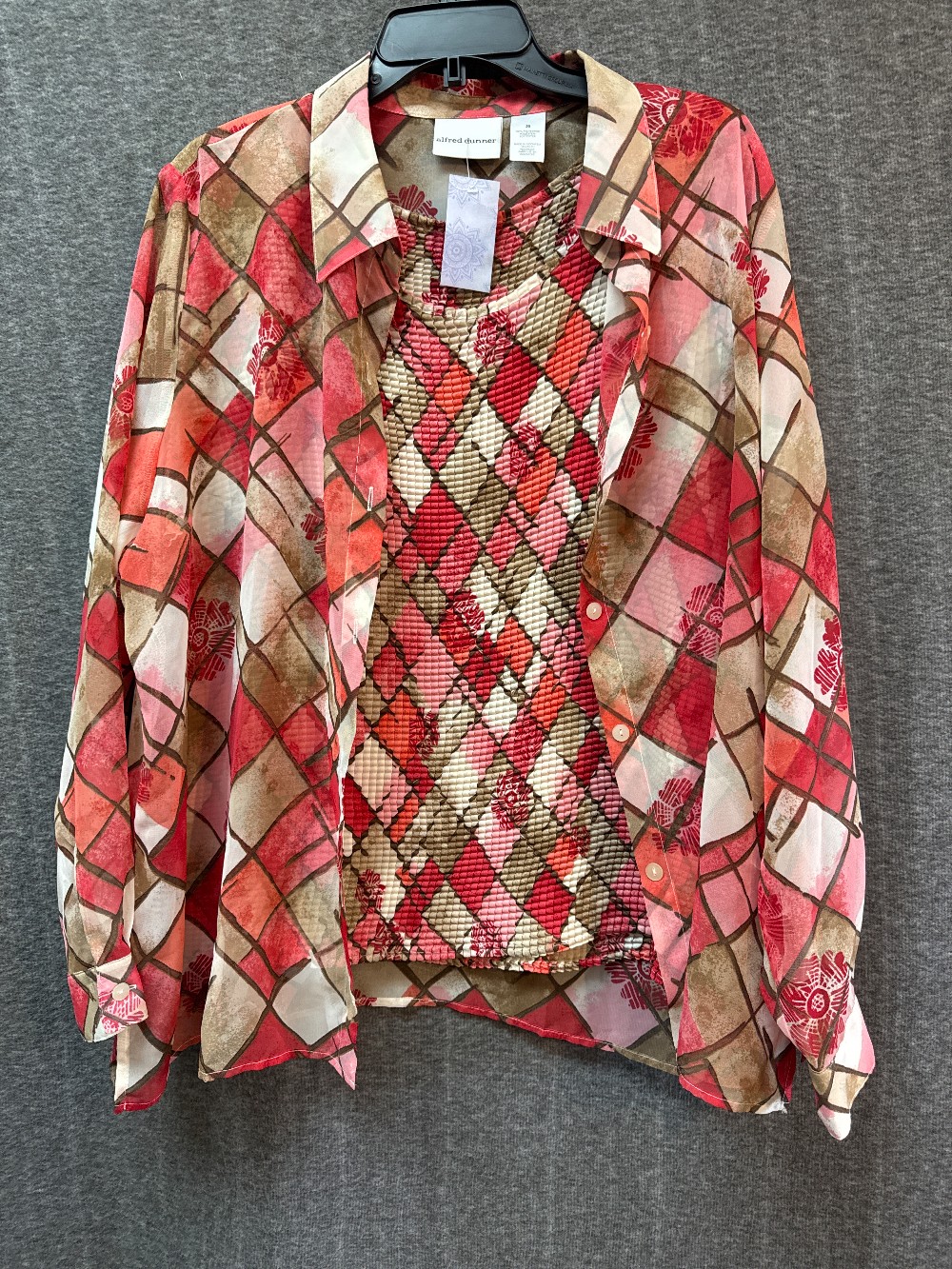 ALFRED DUNNER Melon & Tan 2-N-1 Top