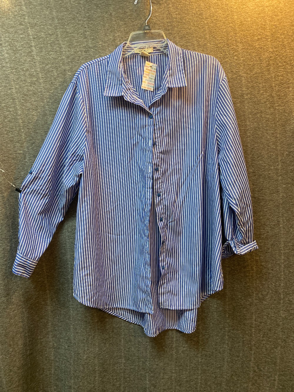 LOVE POTION Blue W/ White Stripe LS Button Down Dress