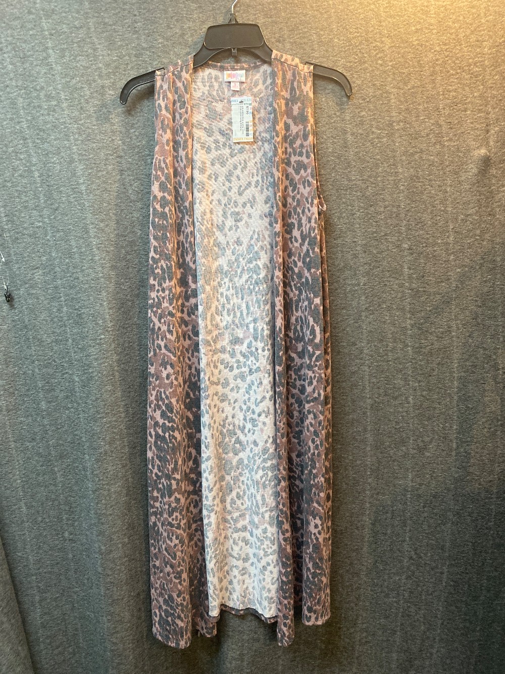 LULAROE Pink Animal Print Sleeveless Long Kimono