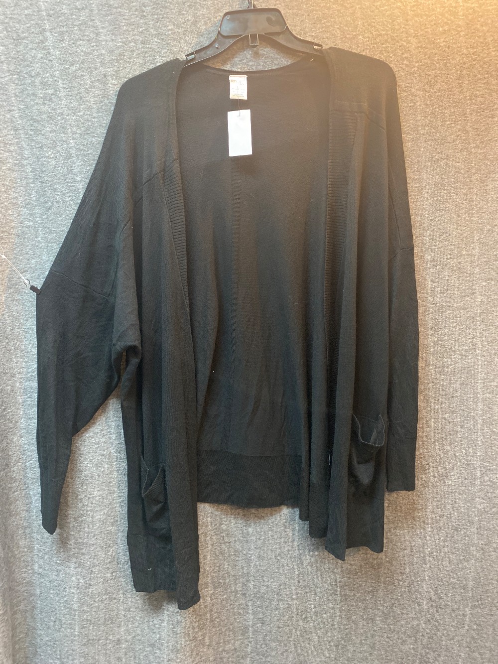 TERRA & SKY Black Long Slv Cardigan