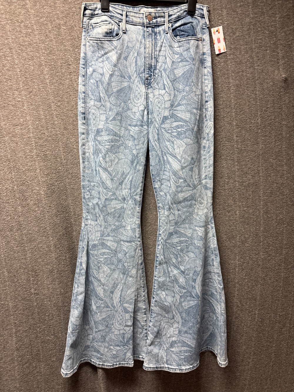 TRUE RELIGION Lt. Blue Floral Bellbottom Jeans