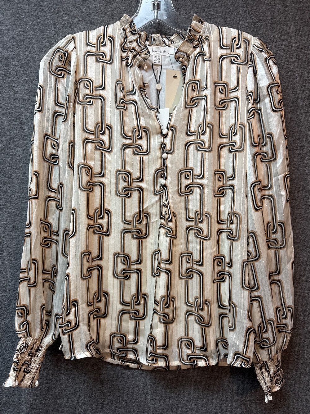 *NEW* HAVER & BLAIR Cream w/ Chain Print Blouse