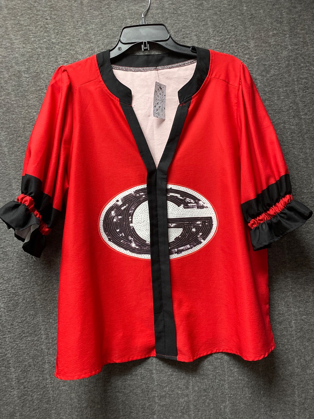 Red & Black Georgia G V-Neck Blouse