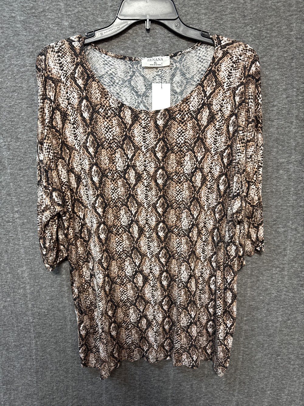 ZENANA Snakeskin Print Knit Top