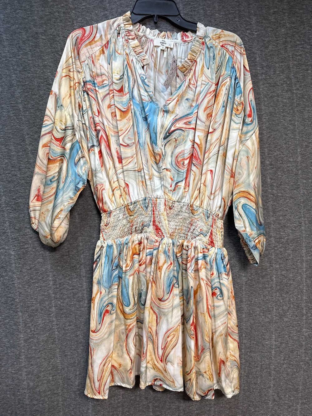 ENTRO Beige & Multicolor Swirls Short Dress