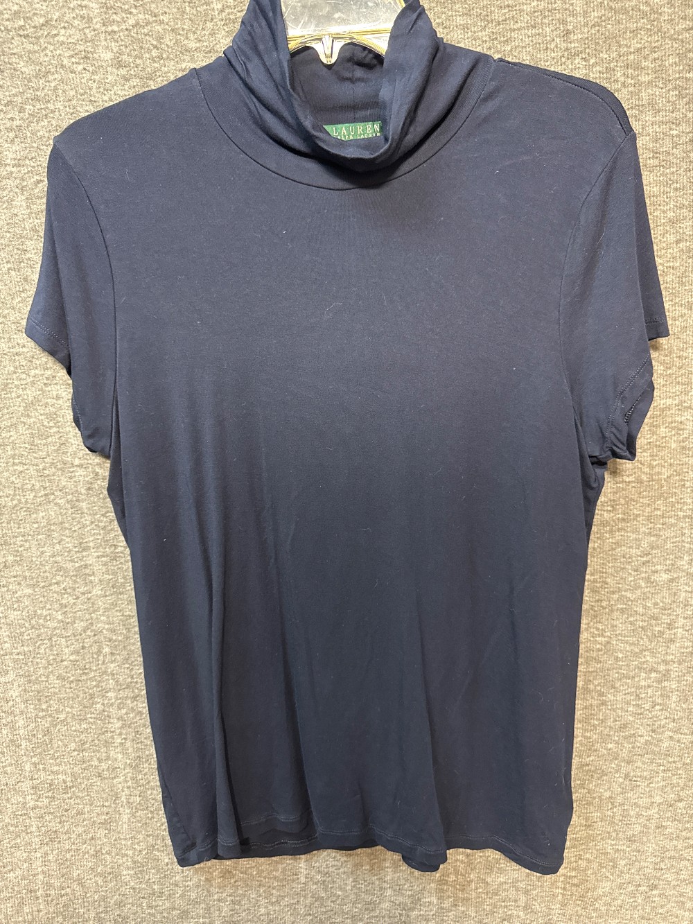 RALPH LAUREN Navy Turtleneck Knit Top