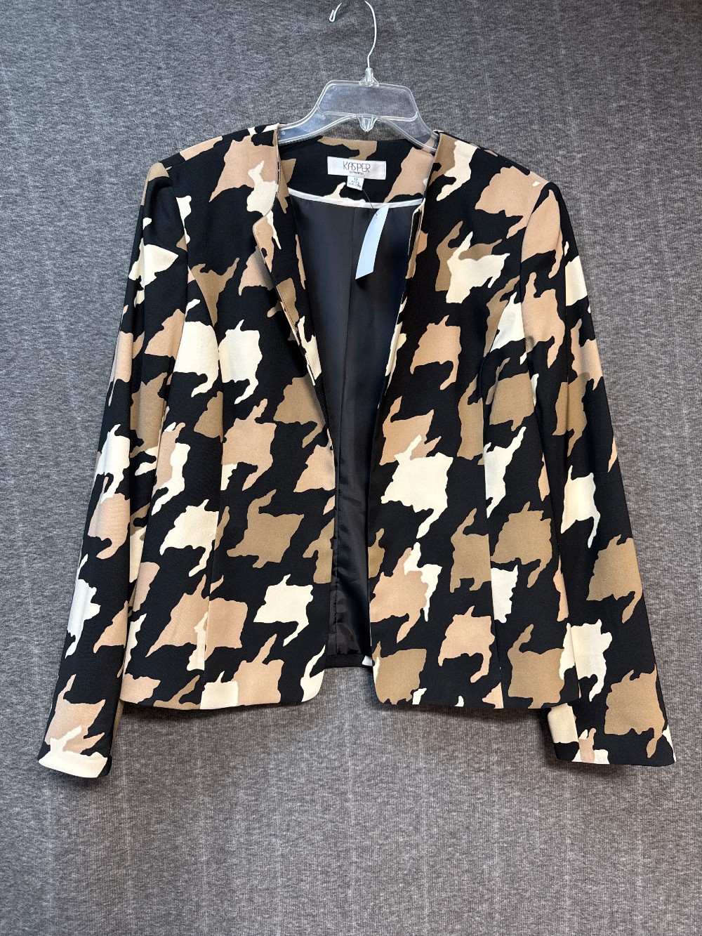 KASPER Black, Tan & Ivory Print Blazer
