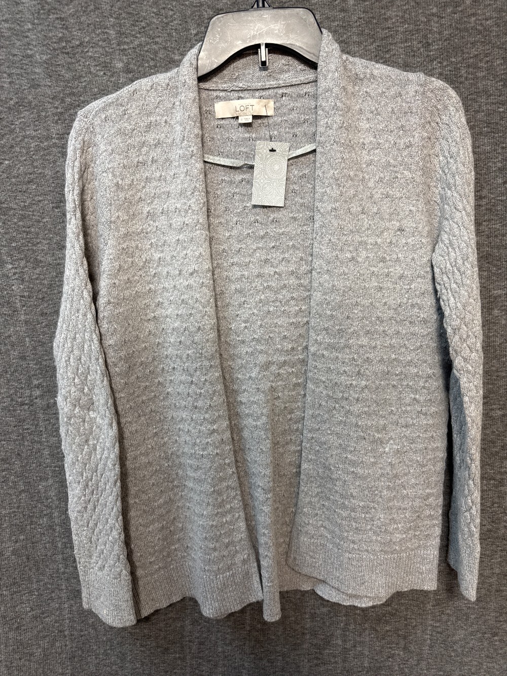 LOFT Grey Open Front Sweater Cardigan
