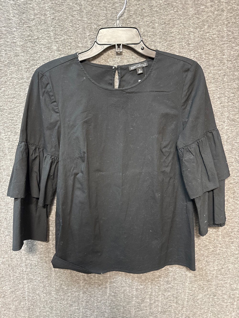 J. CREW MERCANTILE Black Cotton Top w/ Tiered Slvs