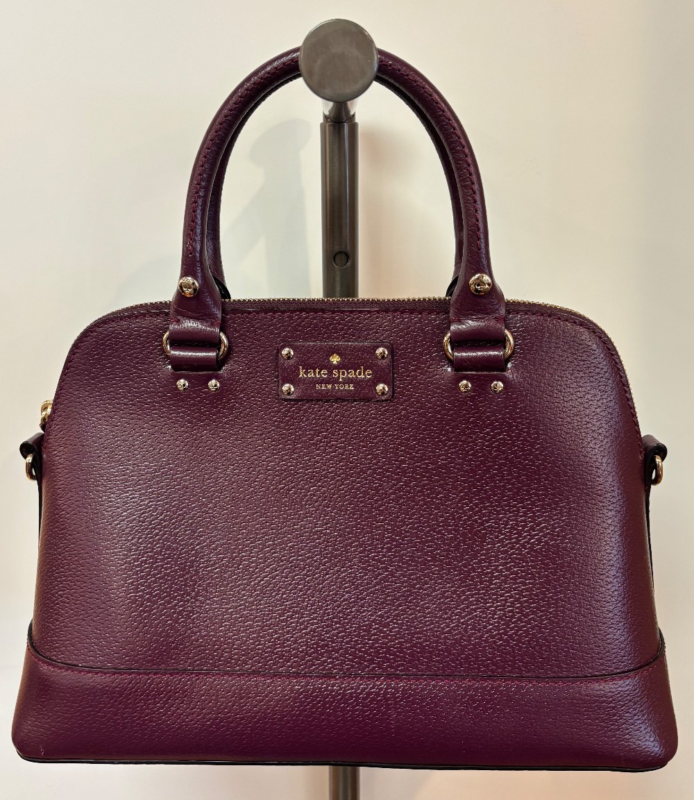 KATE SPADE PLUM LEATHER RACHELLE SATCHEL BAG