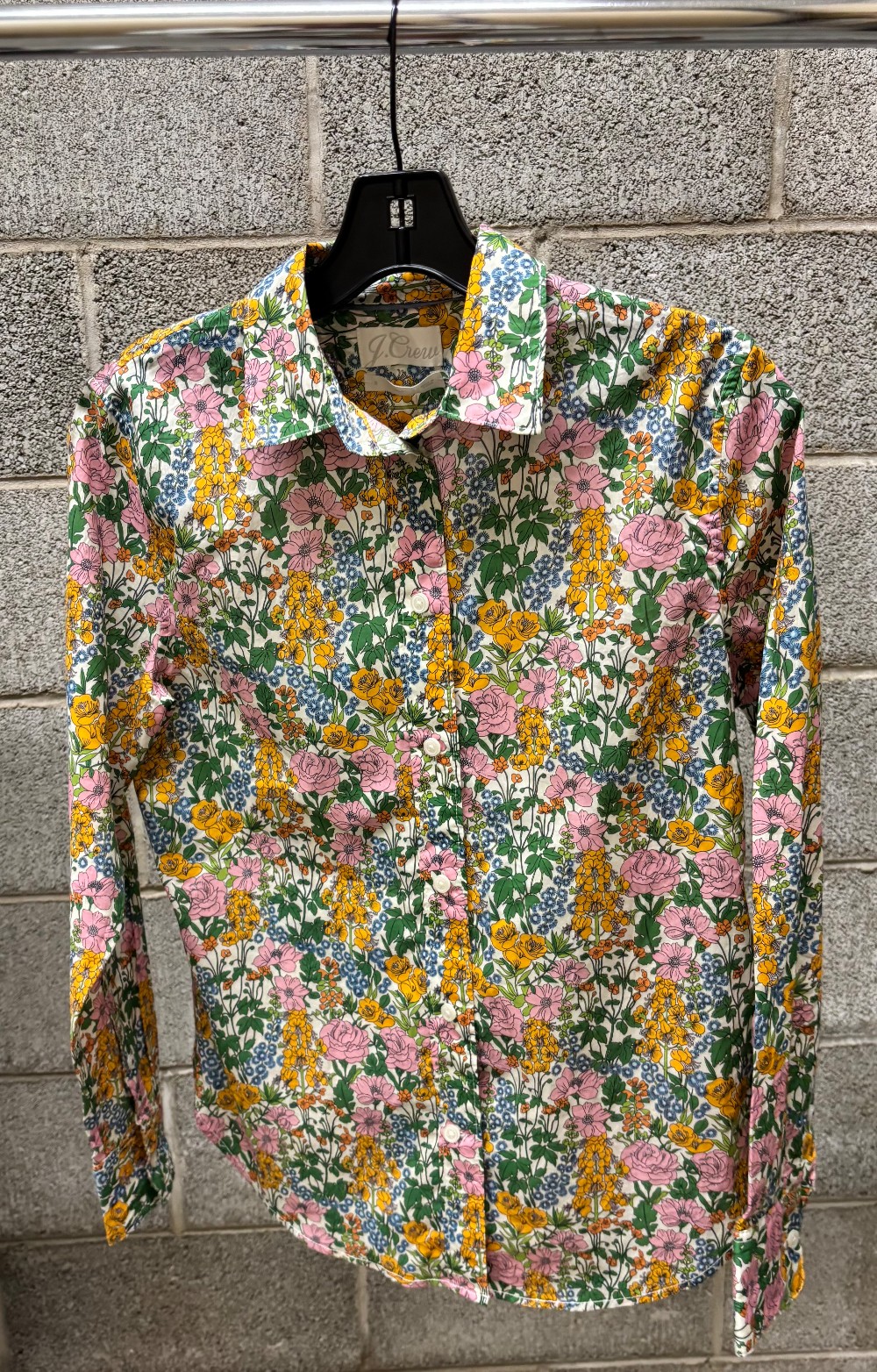 J CREW SLIM FIT L/S SHIRT / PINK YELLOW FLOWERS / 2