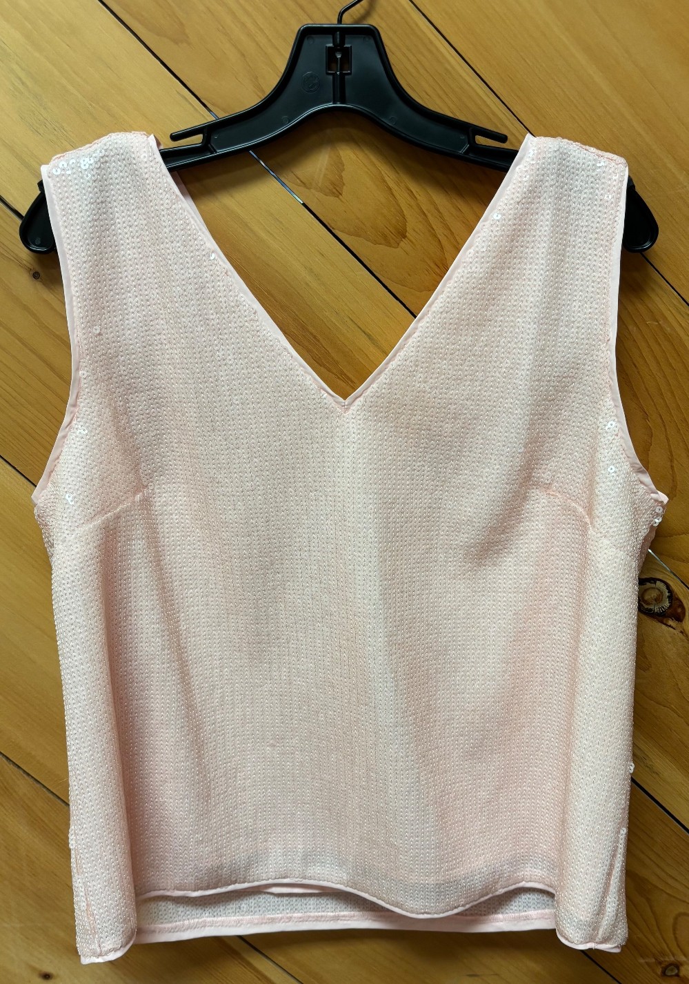 J CREW LIGHT PINK SEQUIN SLEEVELESS BLOUSE / L