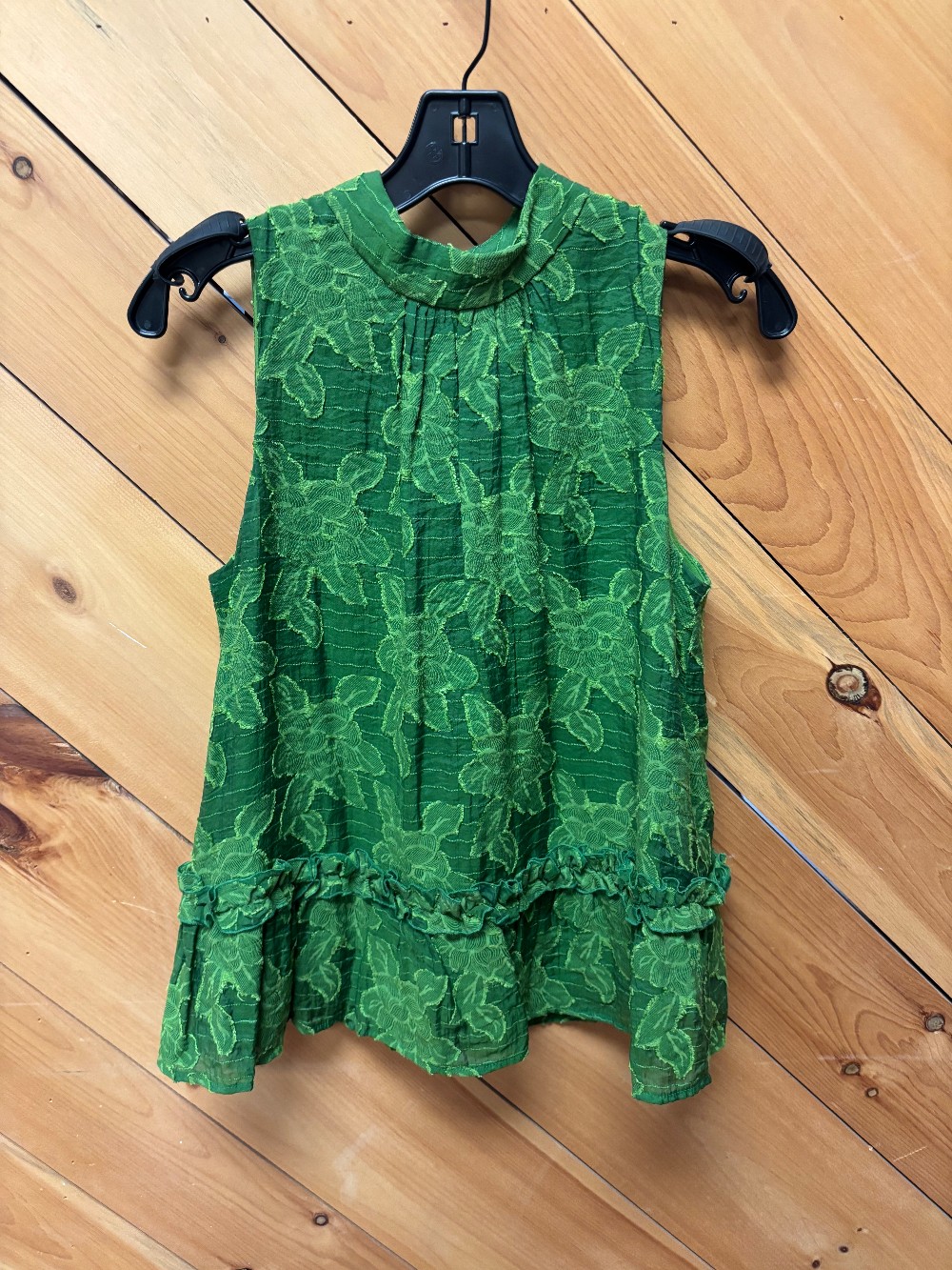 MAEVE GREEN SLEEVELESS BLOUSE / FLOWERS / SMALL