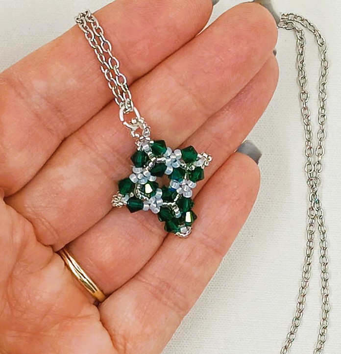 Green Crystal Cross necklace