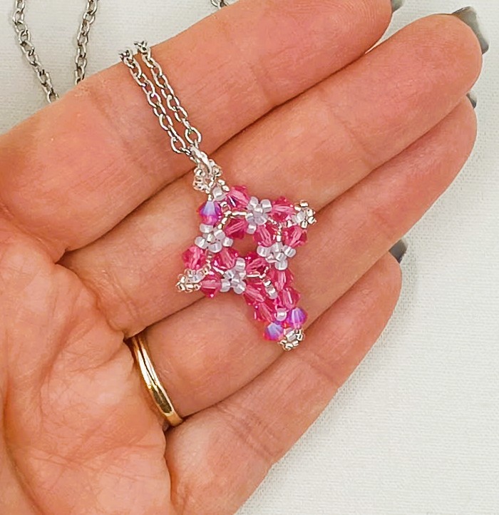 Pink Cross Necklace
