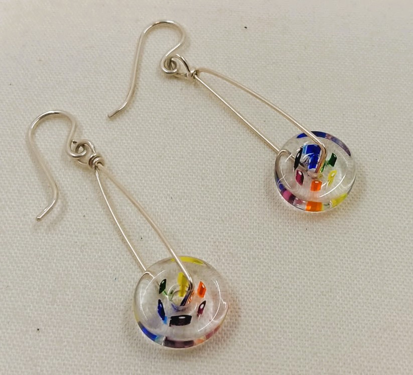 Sterling Silver Art Glass Earrings