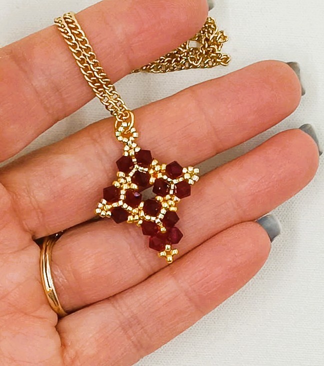 Maroon Cross Necklace