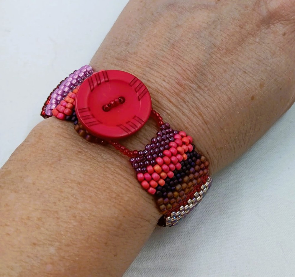 Pink and Red Ruffle Bracelet