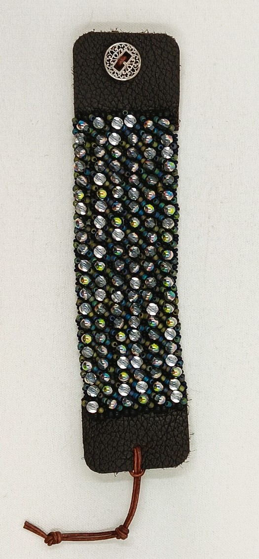 Leather and Crystal Bracelet