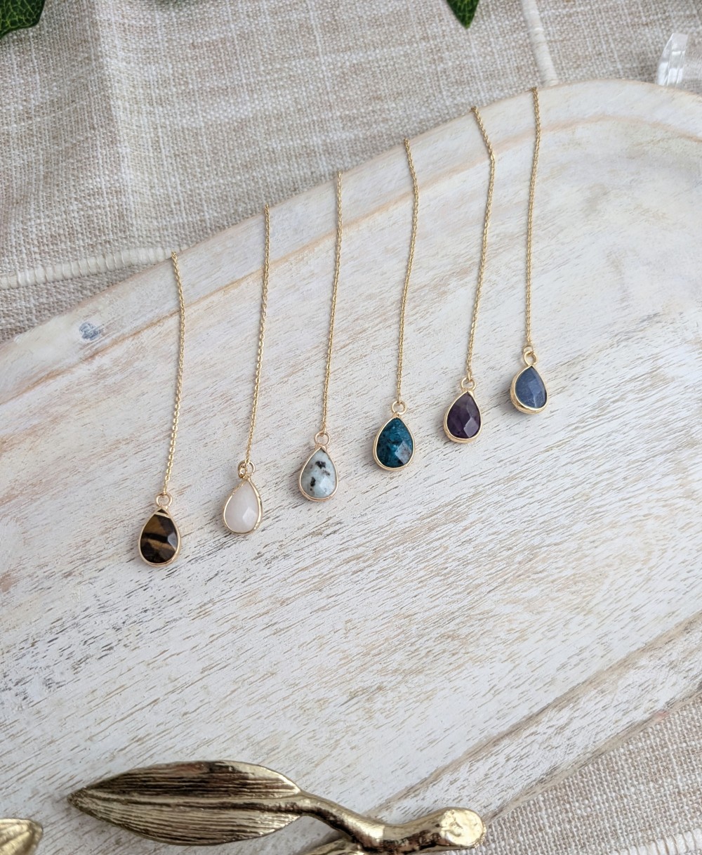 Agate natural stone threader earrings