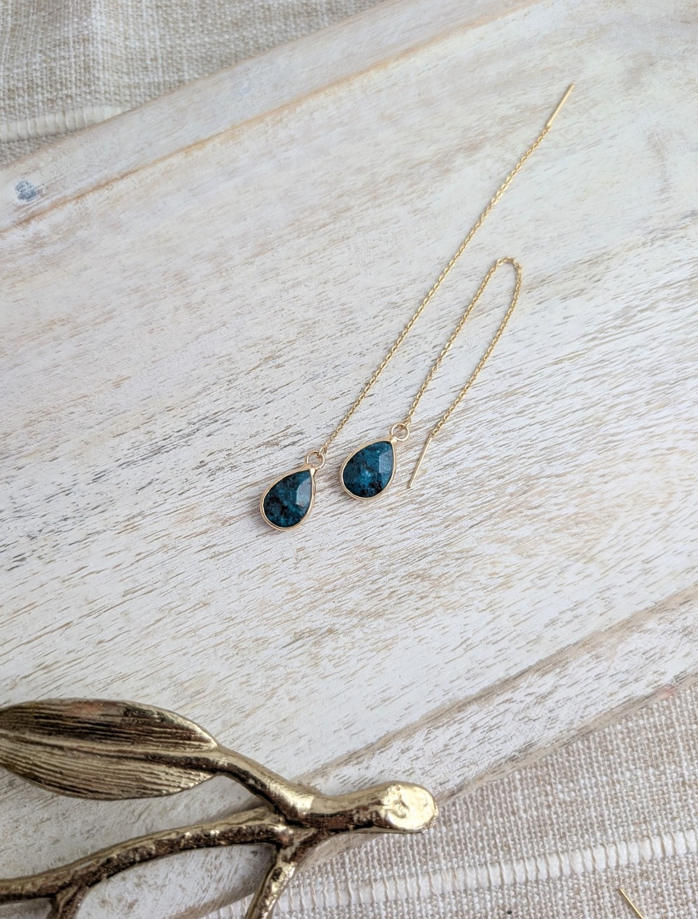 Agate natural stone threader earrings