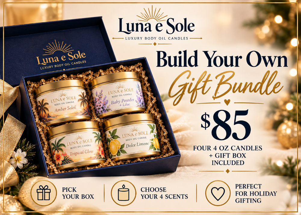 Body oil candle gift set